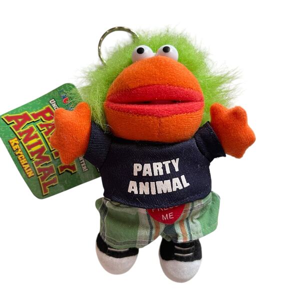 NWT Just for Laughs Party Animal Keychain Laughing Monster Plush Working Vintage - Picture 2 of 8